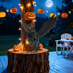 1 Black Metal Owl Statue, Standing Winged Owl Outdoor Garden Decor, Lawn Yard Porch Holiday Decor, Halloween Decor House Of Avana