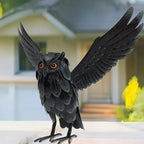 1 Black Metal Owl Statue, Standing Winged Owl Outdoor Garden Decor, Lawn Yard Porch Holiday Decor, Halloween Decor House Of Avana