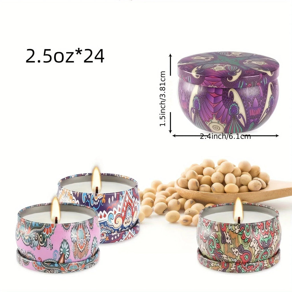 1 Box Of 24pcs, 6.1*3.81cm[2.4*1.5 Inches]2.5oz *24 Scented Candles, High-quality Soy Wax, Lavender Scent, Portable Scented Candles, Enjoy At Any Time, Suitable For Yoga And Meditation, Valentine'S Day And Other Holiday Scene - House Of Avana
