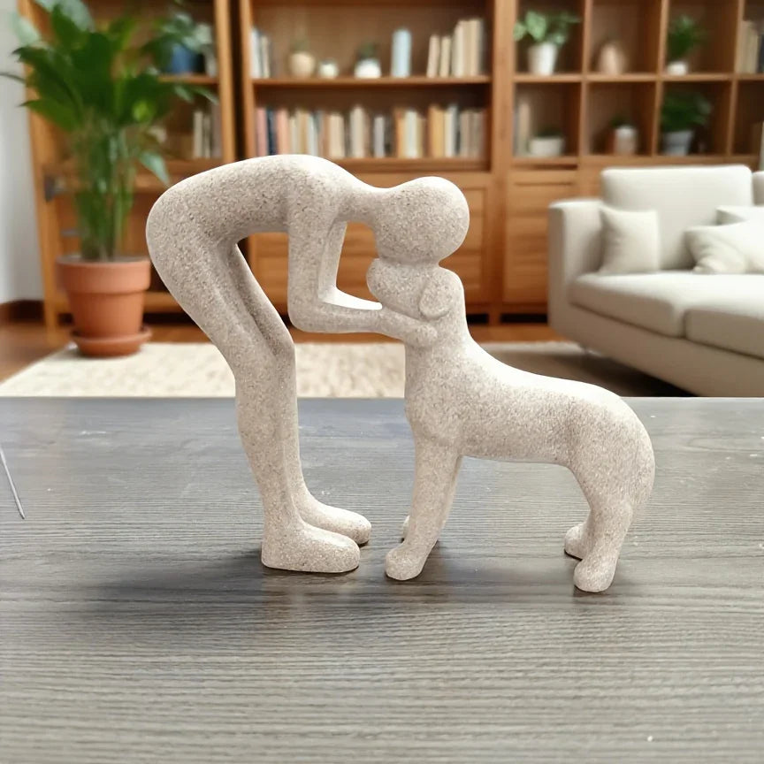 1 Creative Dog Sculpture Home Decor, Adorable for Man and Dog Statue Decoration, Suitable for Office, Living Room, Bedroom, Family, Pet Lover's Memory Gift House Of Avana
