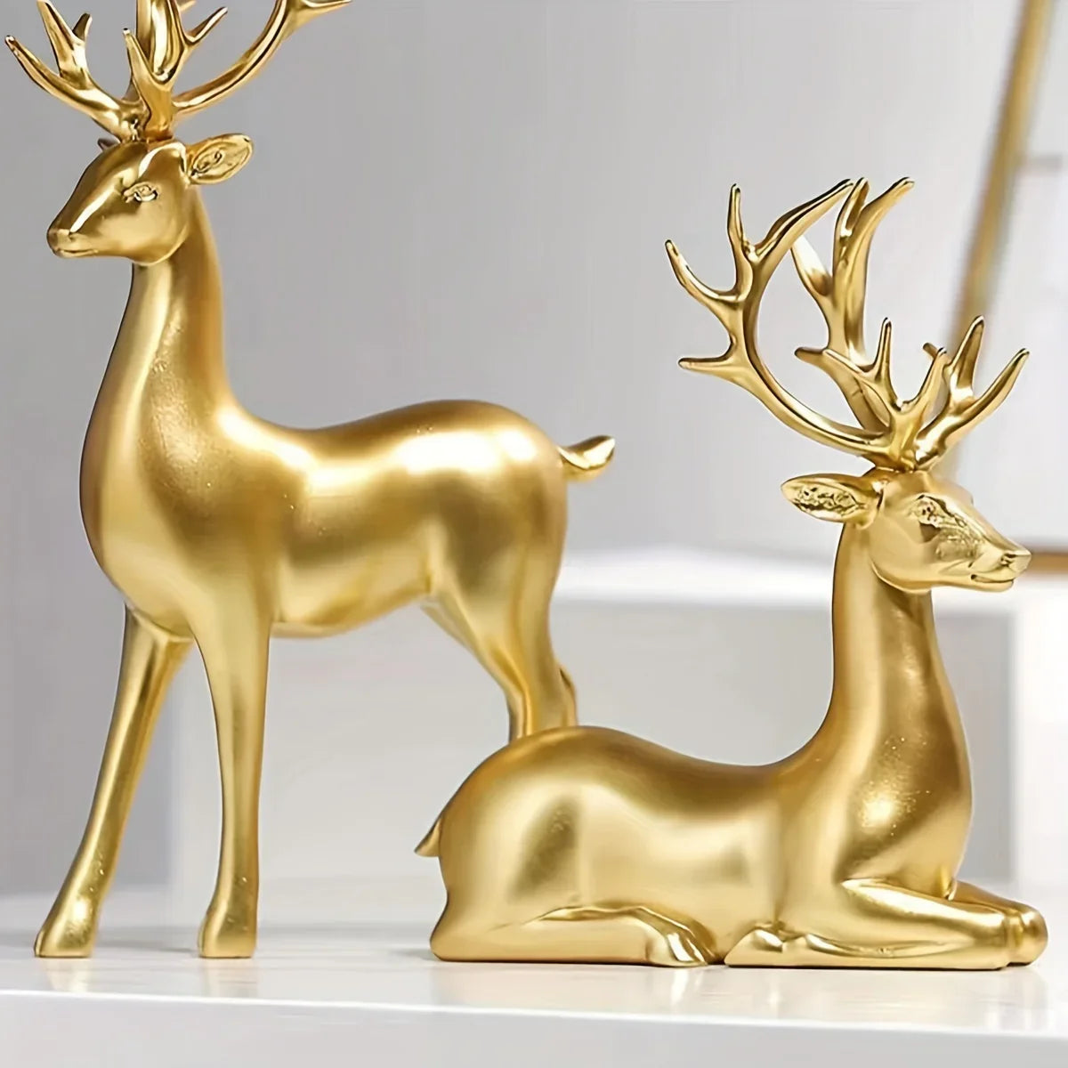 1 Pair, Resin Deer Figurines, 2 Sizes, Artistic Home Decor, Perfect for Entryway, Bar, Christmas Ornament, Craft Material House Of Avana