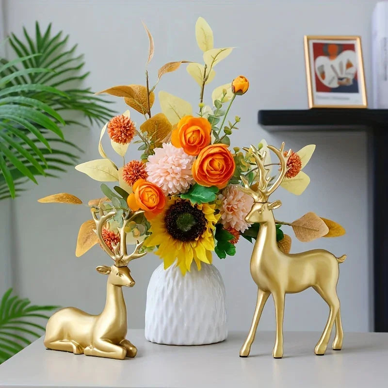 1 Pair, Resin Deer Figurines, 2 Sizes, Artistic Home Decor, Perfect for Entryway, Bar, Christmas Ornament, Craft Material House Of Avana