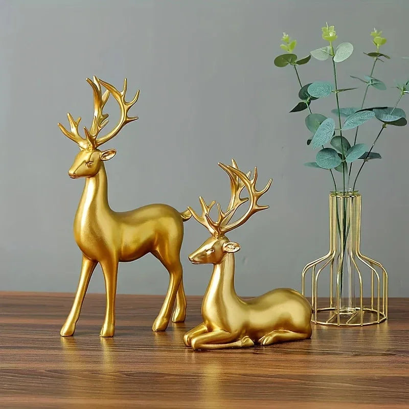 1 Pair, Resin Deer Figurines, 2 Sizes, Artistic Home Decor, Perfect for Entryway, Bar, Christmas Ornament, Craft Material House Of Avana