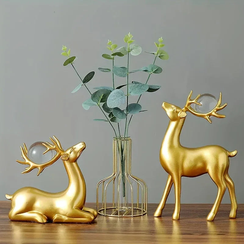 1 Pair, Resin Deer Figurines, 2 Sizes, Artistic Home Decor, Perfect for Entryway, Bar, Christmas Ornament, Craft Material House Of Avana