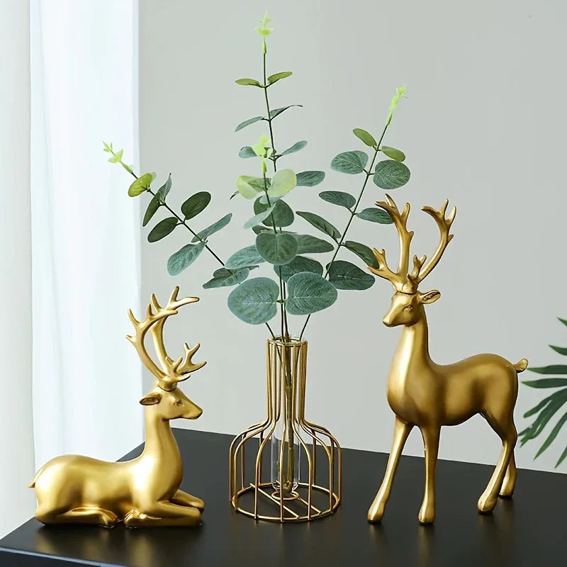 1 Pair, Resin Deer Figurines, 2 Sizes, Artistic Home Decor, Perfect for Entryway, Bar, Christmas Ornament, Craft Material House Of Avana