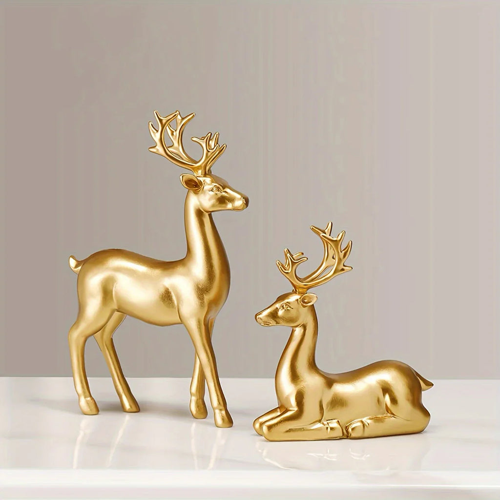 1 Pair, Resin Deer Figurines, 2 Sizes, Artistic Home Decor, Perfect for Entryway, Bar, Christmas Ornament, Craft Material House Of Avana