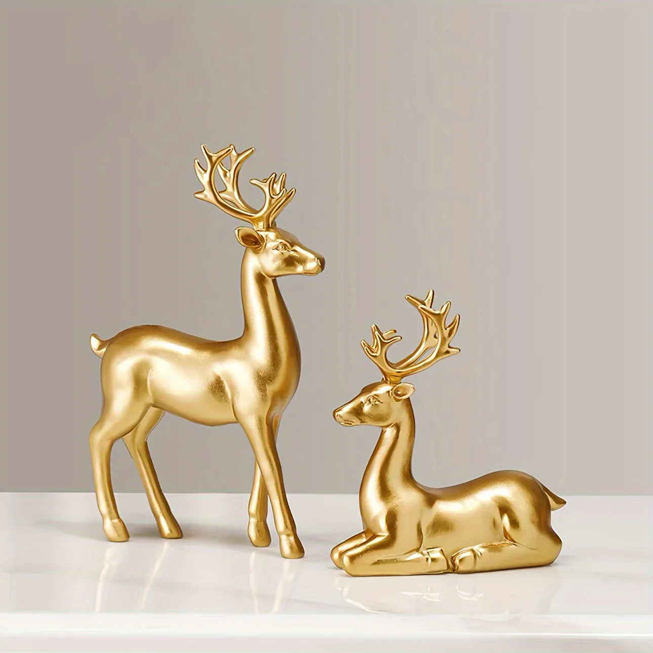 1 Pair, Resin Deer Figurines, 2 Sizes, Artistic Home Decor, Perfect for Entryway, Bar, Christmas Ornament, Craft Material House Of Avana