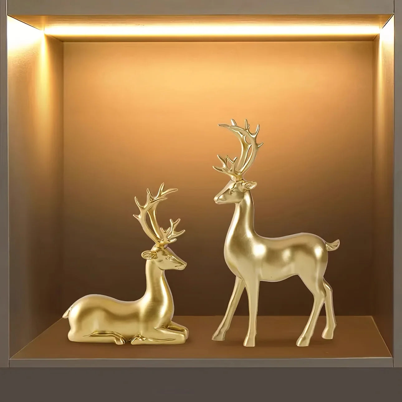 1 Pair, Resin Deer Figurines, 2 Sizes, Artistic Home Decor, Perfect for Entryway, Bar, Christmas Ornament, Craft Material House Of Avana