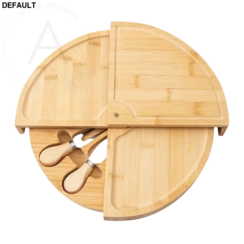 1 set bamboo cheese board with serving knives - multipurpose snack and charcuterie platter food-safe durable ideal for fruits nuts