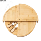 1 set bamboo cheese board with serving knives - multipurpose snack and charcuterie platter food-safe durable ideal for fruits nuts