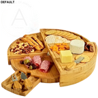 1 set bamboo cheese board with serving knives - multipurpose snack and charcuterie platter food-safe durable ideal for fruits nuts