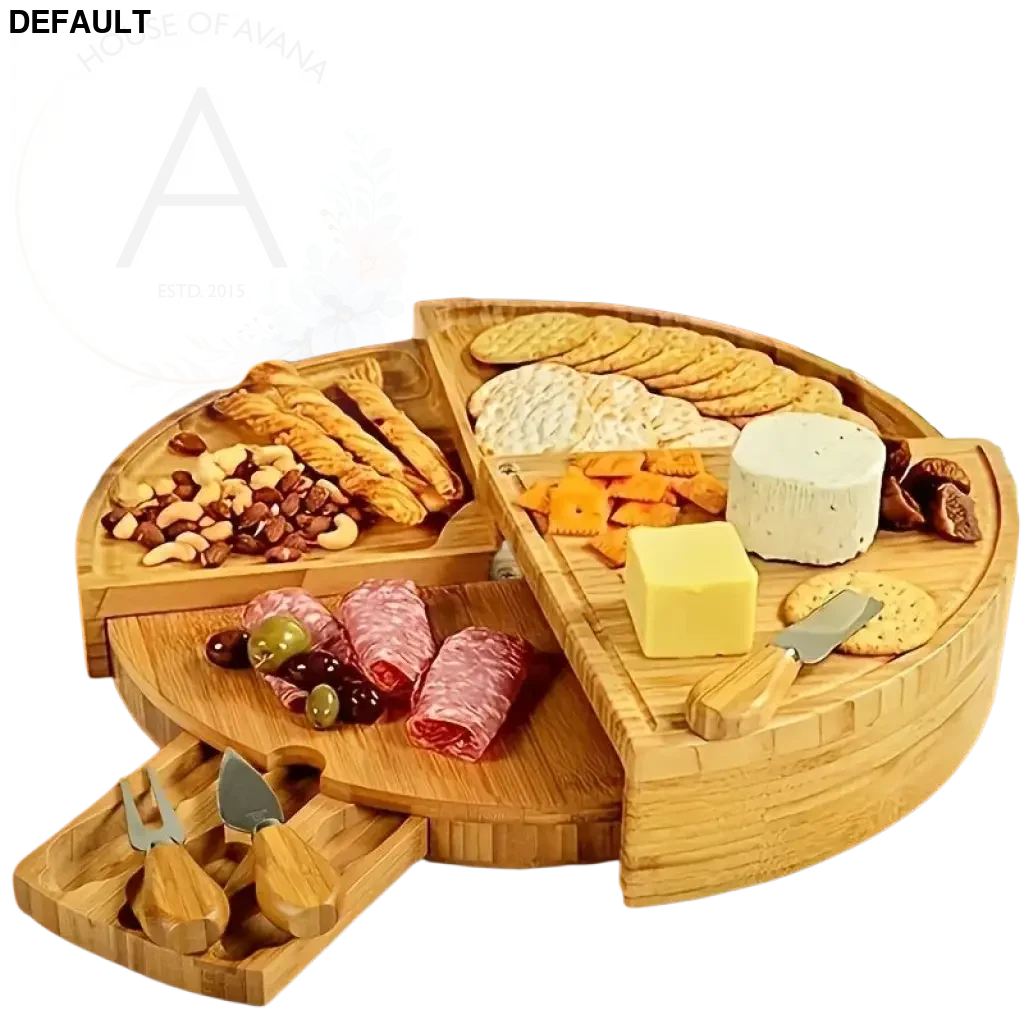 1 set bamboo cheese board with serving knives - multipurpose snack and charcuterie platter food-safe durable ideal for fruits nuts