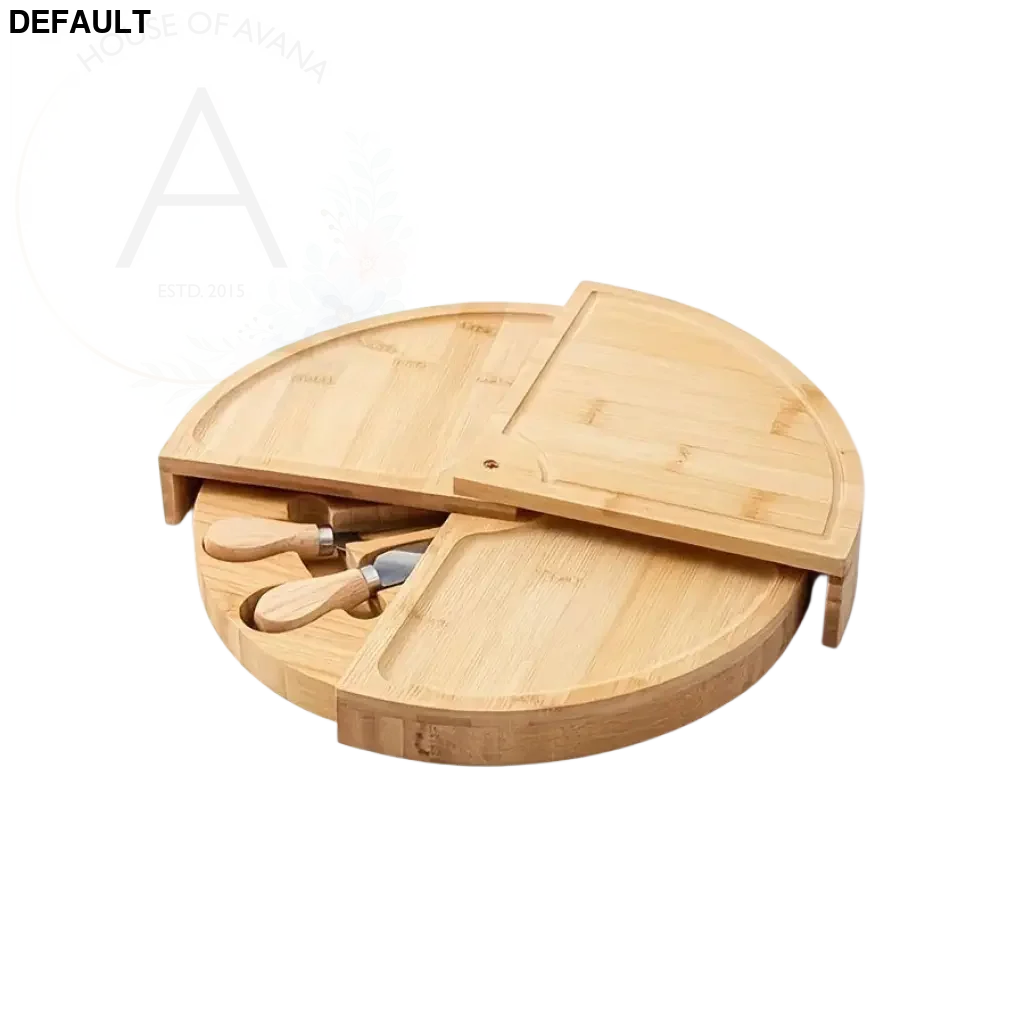 1 set bamboo cheese board with serving knives - multipurpose snack and charcuterie platter food-safe durable ideal for fruits nuts