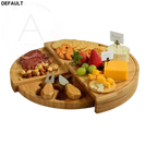 1 set bamboo cheese board with serving knives - multipurpose snack and charcuterie platter food-safe durable ideal for fruits nuts