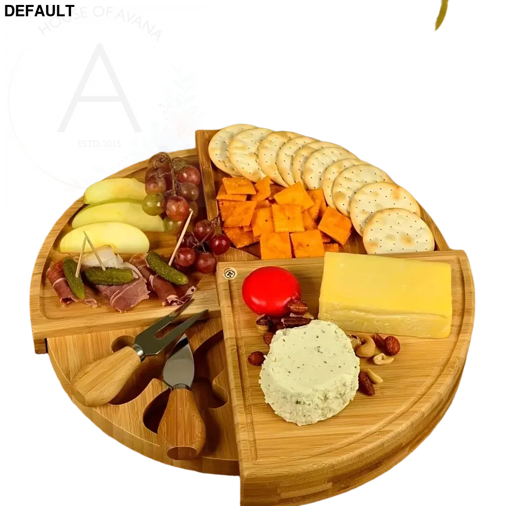 1 set bamboo cheese board with serving knives - multipurpose snack and charcuterie platter food-safe durable ideal for fruits nuts