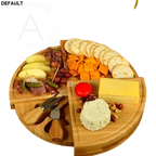 1 set bamboo cheese board with serving knives - multipurpose snack and charcuterie platter food-safe durable ideal for fruits nuts