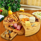 1 Set Bamboo Cheese Board with Serving Knives - Multipurpose Snack and Charcuterie Platter, Food-Safe and Durable, Ideal for Fruits, Nuts, and Appetizers, ZGO House Of Avana