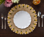 Handmade Tulip Placemat – Raffia Crochet Floral Table Mat – Spring & Easter Table Decor – Artisan Tableware – Boho Dining Accent