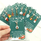 10 Christmas Themed Keychains, with Designs of Santa Claus, Snowman, Gingerbread Man, Bells, Reindeer, Etc., with Christmas Hug Greeting Card Blessings. This Is a Small Christmas Hug, Suitable As a Holiday Gift for Relatives House Of Avana