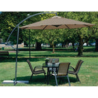 10 Foot Mocha Offset Patio Canopy Umbrella Rotates 360 Degrees
