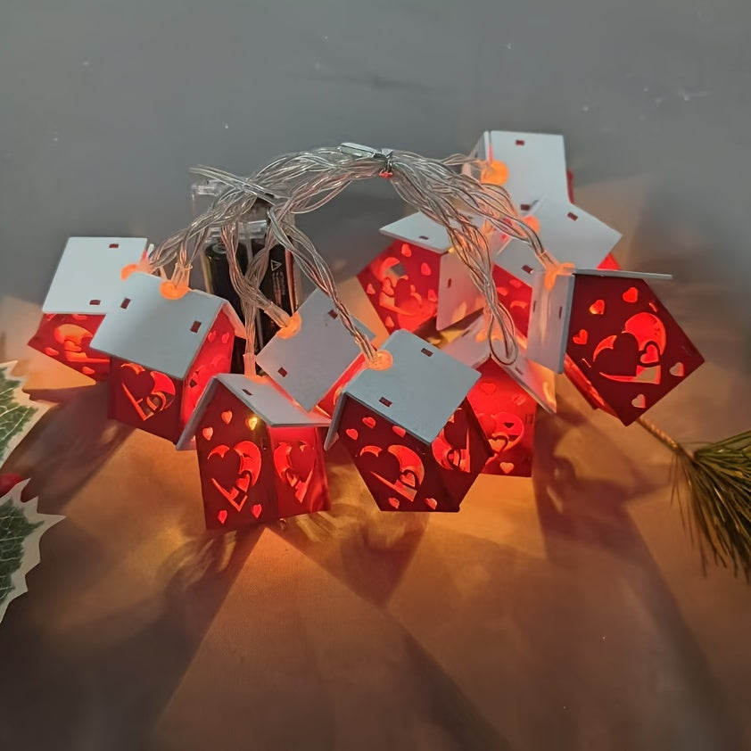 200.0 cm 10 LED Red Mansion Fairy Lights - Battery Operated, Perfect for Holiday Christmas Trees and Home Decorations: Xmas Tree, Deer, Heart Shapes. Ideal for Bedroom, Living Room, Dining Area, Cafes, Bar Settings - The Ulti House Of Avana