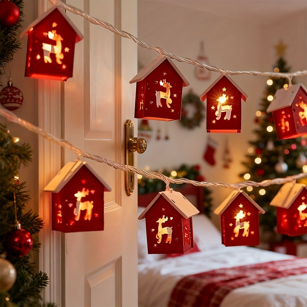 200.0 cm 10 LED Red Mansion Fairy Lights - Battery Operated, Perfect for Holiday Christmas Trees and Home Decorations: Xmas Tree, Deer, Heart Shapes. Ideal for Bedroom, Living Room, Dining Area, Cafes, Bar Settings - The Ulti House Of Avana