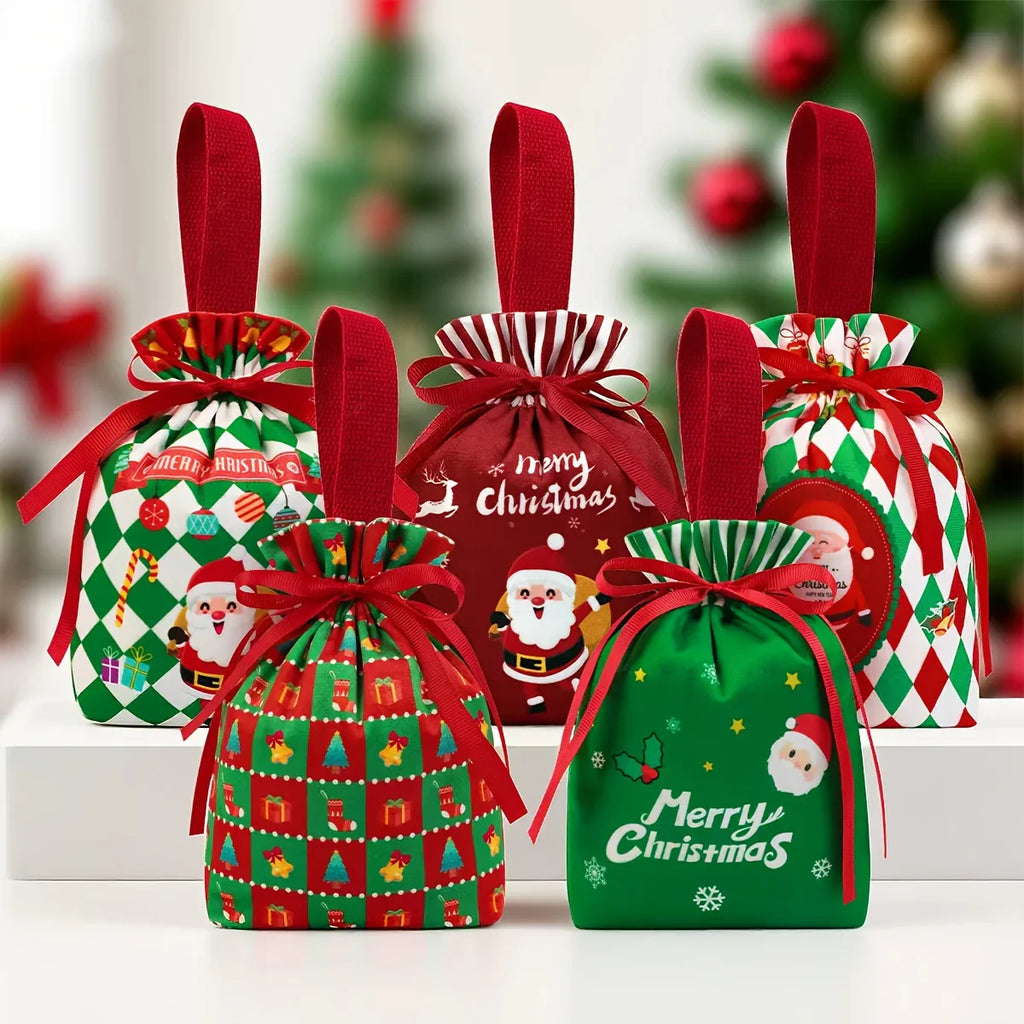 10-Pack Christmas Velvet Gift Bags with Drawstring Closure - Elegant Red, Green, Golden, White, Black, - Reusable Party Favor Bags for Candy, Jewelry, Wedding, Baby Shower, Christmas - Luxury Holiday Treat Bags for Gift Wrapp House Of Avana