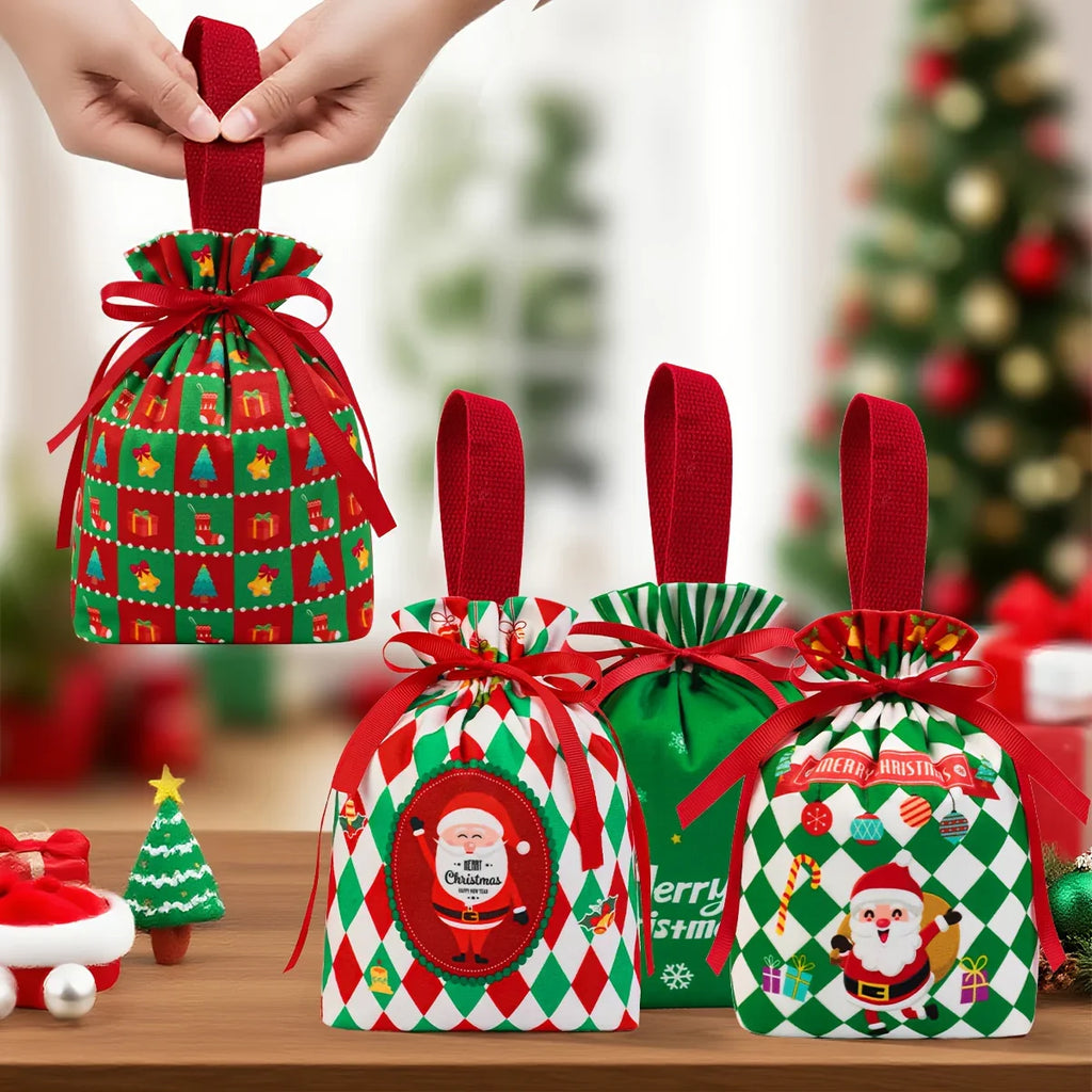 10-Pack Christmas Velvet Gift Bags with Drawstring Closure - Elegant Red, Green, Golden, White, Black, - Reusable Party Favor Bags for Candy, Jewelry, Wedding, Baby Shower, Christmas - Luxury Holiday Treat Bags for Gift Wrapp House Of Avana