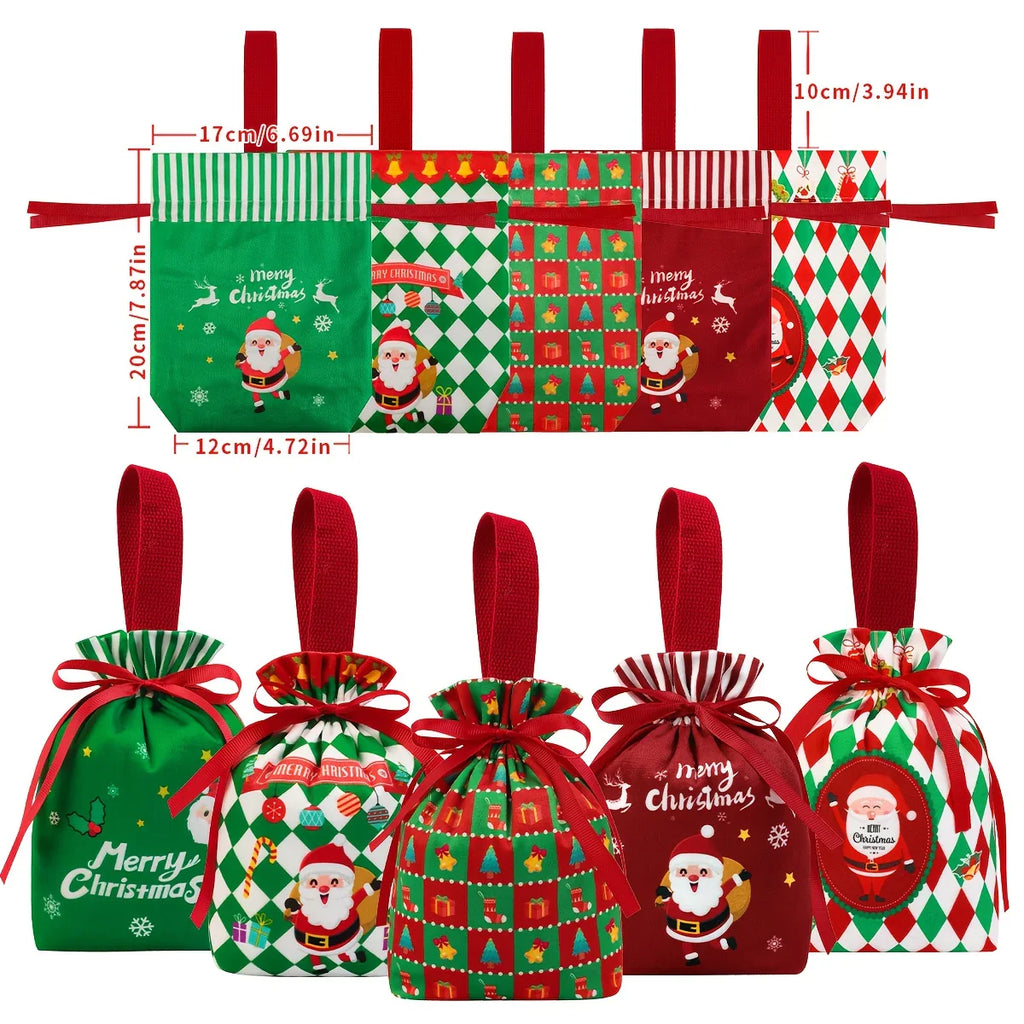 10-Pack Christmas Velvet Gift Bags with Drawstring Closure - Elegant Red, Green, Golden, White, Black, - Reusable Party Favor Bags for Candy, Jewelry, Wedding, Baby Shower, Christmas - Luxury Holiday Treat Bags for Gift Wrapp House Of Avana