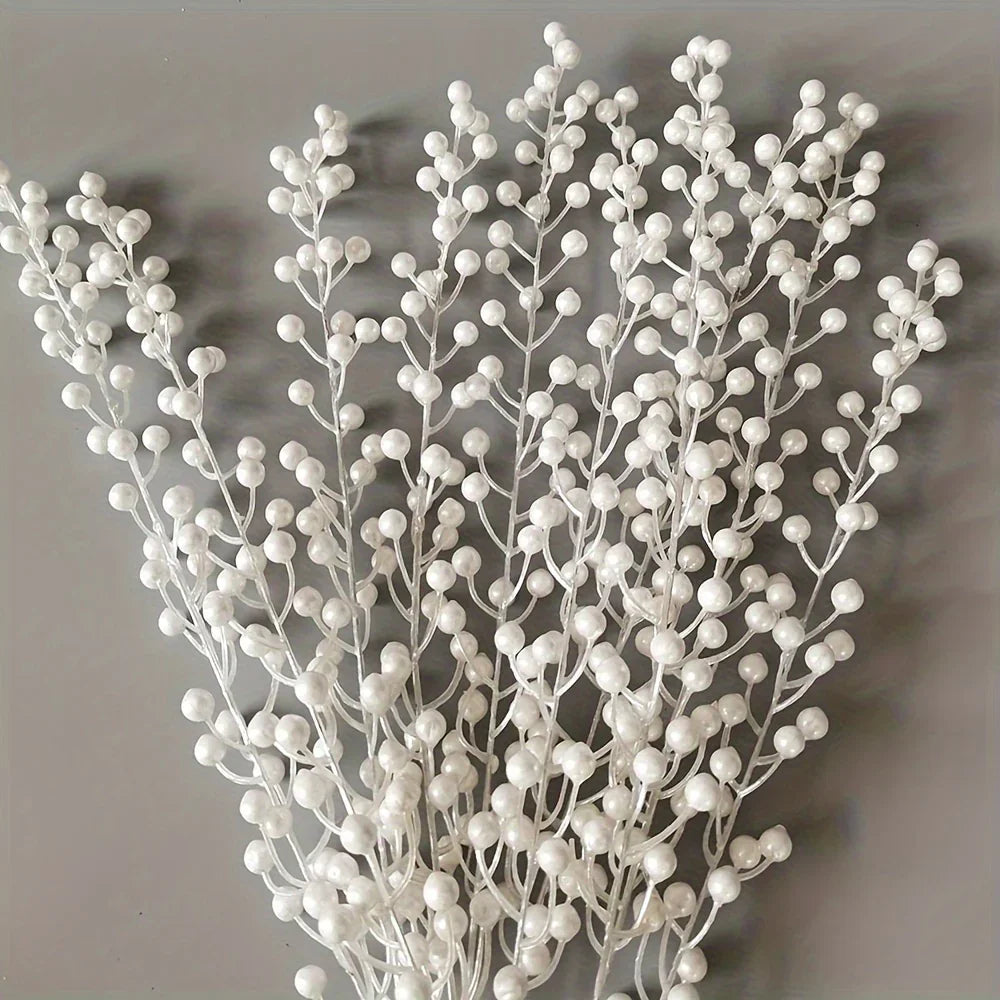 10-Pack Luxurious Artificial Pearl Berry Stems - Versatile DIY Decorations for Christmas, Halloween, Hanukkah, and Thanksgiving - Realistic Faux Berries for Tree, Wreath, and Holiday Party Scene Settings House Of Avana