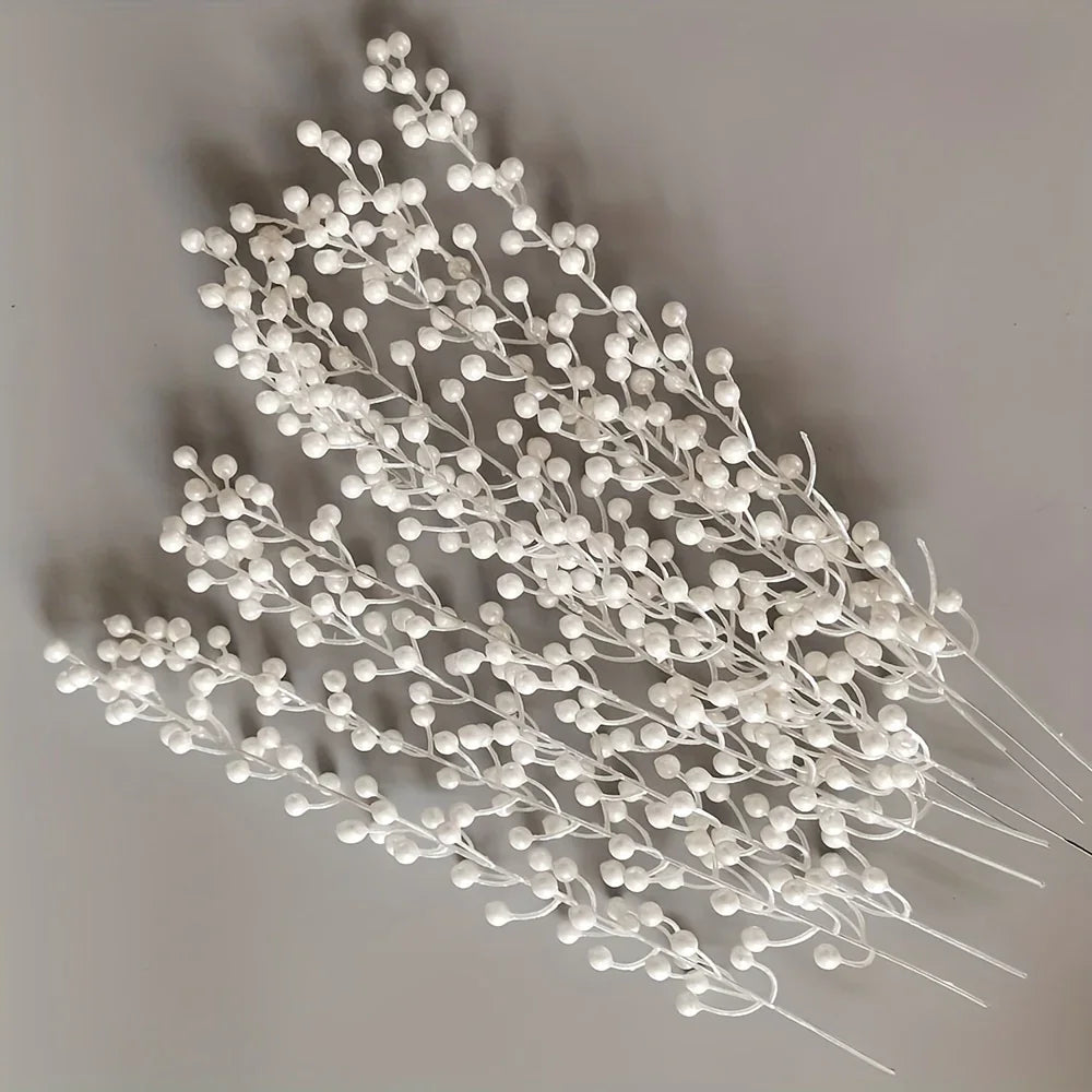 10-Pack Luxurious Artificial Pearl Berry Stems - Versatile DIY Decorations for Christmas, Halloween, Hanukkah, and Thanksgiving - Realistic Faux Berries for Tree, Wreath, and Holiday Party Scene Settings House Of Avana