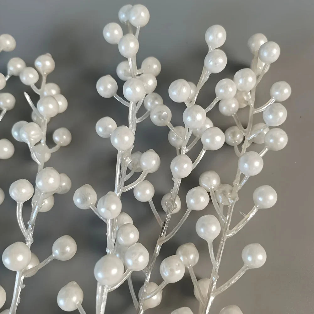 10-Pack Luxurious Artificial Pearl Berry Stems - Versatile DIY Decorations for Christmas, Halloween, Hanukkah, and Thanksgiving - Realistic Faux Berries for Tree, Wreath, and Holiday Party Scene Settings House Of Avana