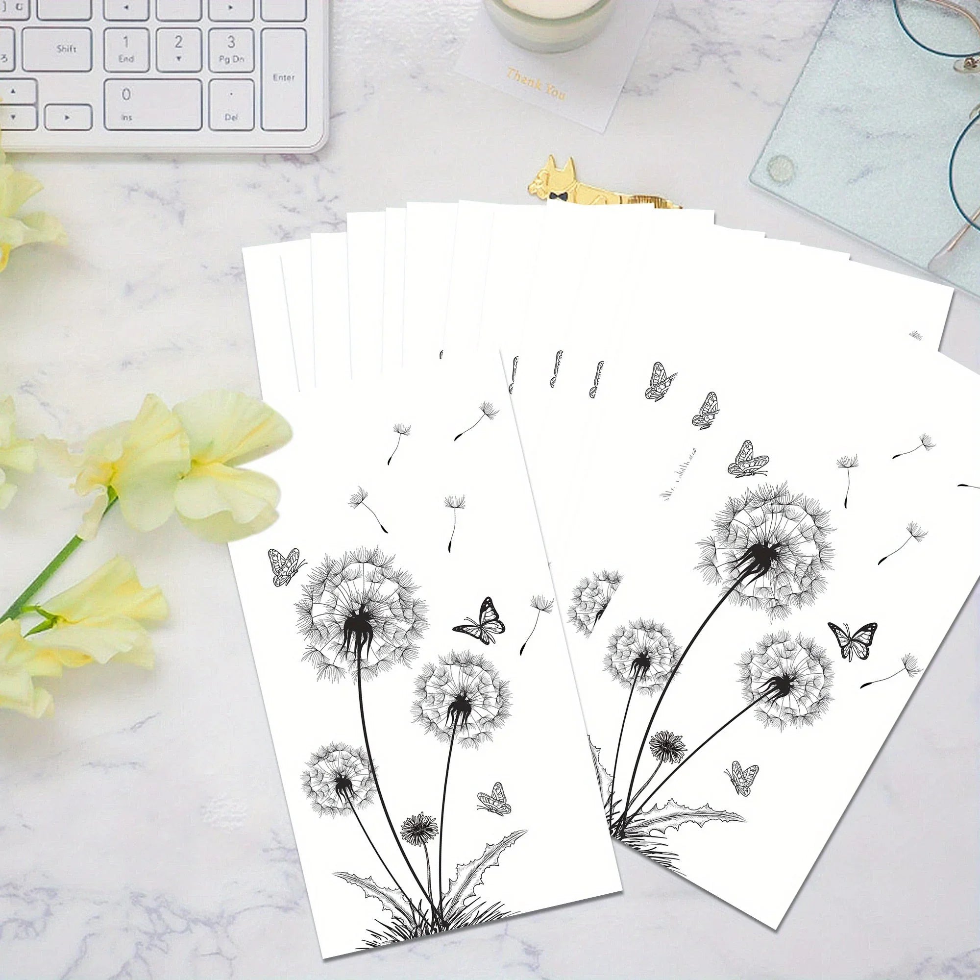 100 Count Elegant Black & White Dandelion & Butterfly Design Disposable Paper Guest Napkins - High-Quality Decorative Party Dinner Lunch Kitchen Bathroom Hand Towels for Weddings, Birthdays, Events, Event Napkins | Dandelion - House Of Avana