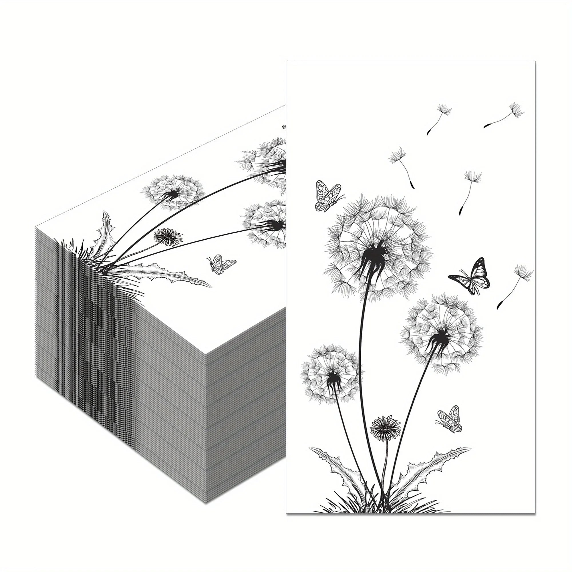 100 Count Elegant Black & White Dandelion & Butterfly Design Disposable Paper Guest Napkins - High-Quality Decorative Party Dinner Lunch Kitchen Bathroom Hand Towels for Weddings, Birthdays, Events, Event Napkins | Dandelion - House Of Avana