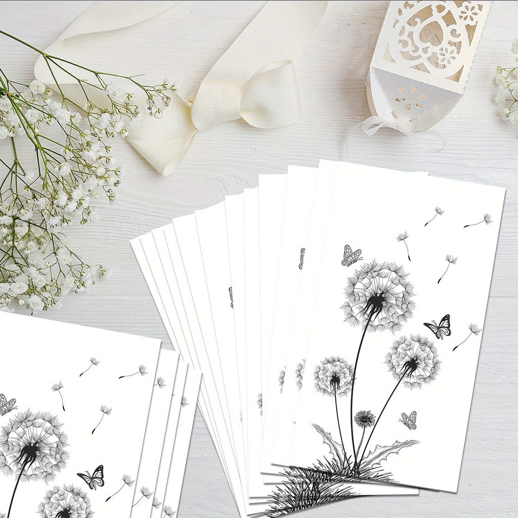 100 Count Elegant Black & White Dandelion & Butterfly Design Disposable Paper Guest Napkins - High-Quality Decorative Party Dinner Lunch Kitchen Bathroom Hand Towels for Weddings, Birthdays, Events, Event Napkins | Dandelion - House Of Avana