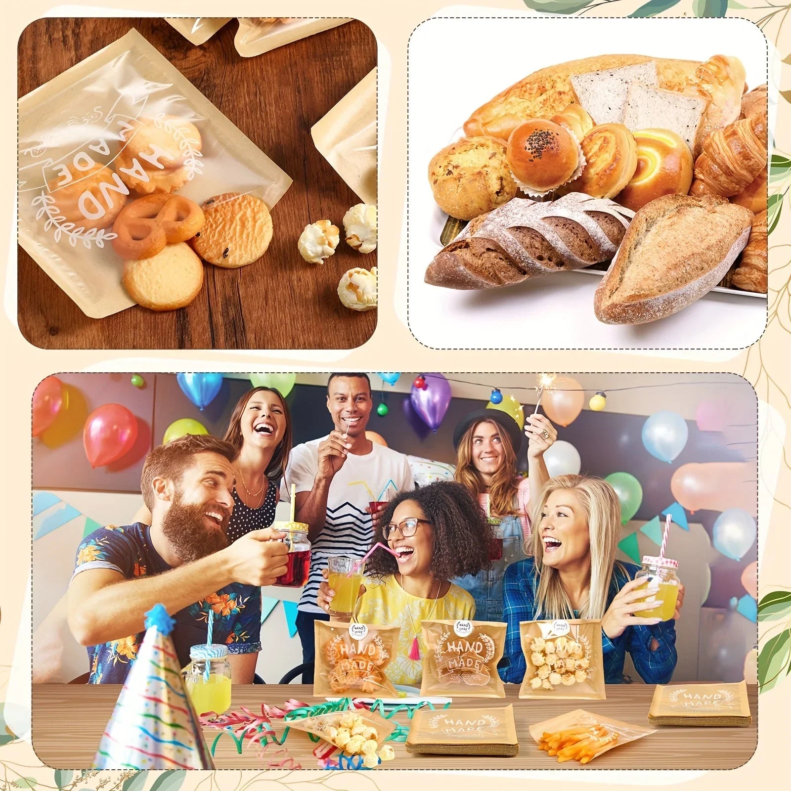 100 Small Kraft Paper Bakery Bags with Clear Window & Handmade Stickers - Brown Treat Bags for Cookies, Chocolates, Donuts, Bread, Sandwiches - Party Favors, Events, Bakeries, Cookie Bags, Event Giveaways, Rustic Packaging, P - House Of Avana