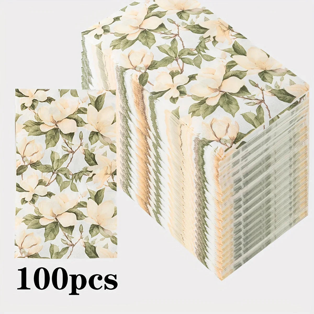 100 Vintage Magnolia Napkins, Premium 3-Ply Floral Napkins - Restaurant, Event, Bar Napkins - Perfect Size Dessert Napkins - Party Napkins Bulk - Elegant Wedding Napkins Disposable - House Of Avana