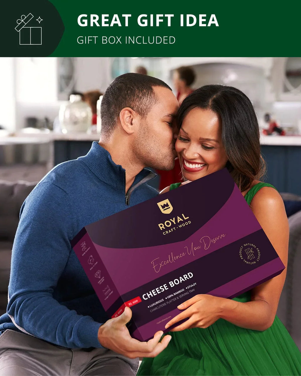 Cheese Board Set w/knives, 16.5“x11” Royal Craft Wood