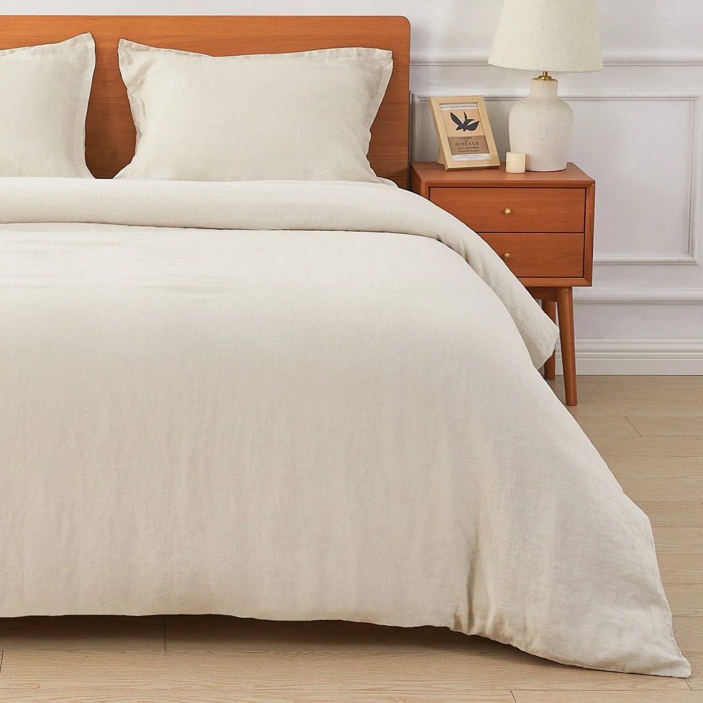 100% Linen Duvet Cover Set, side view - House Of Avana