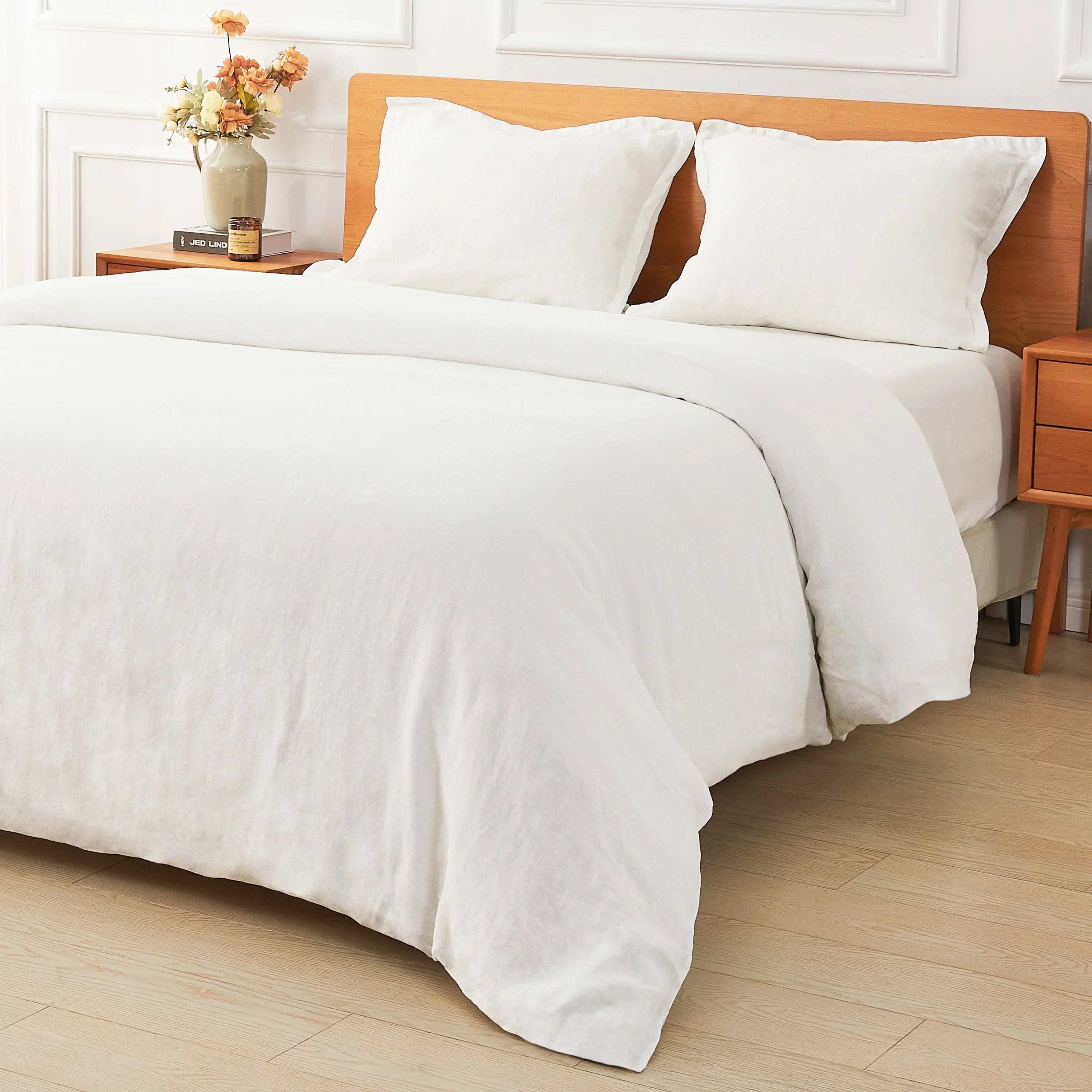 100% Linen Duvet Cover Set, angled view - House Of Avana