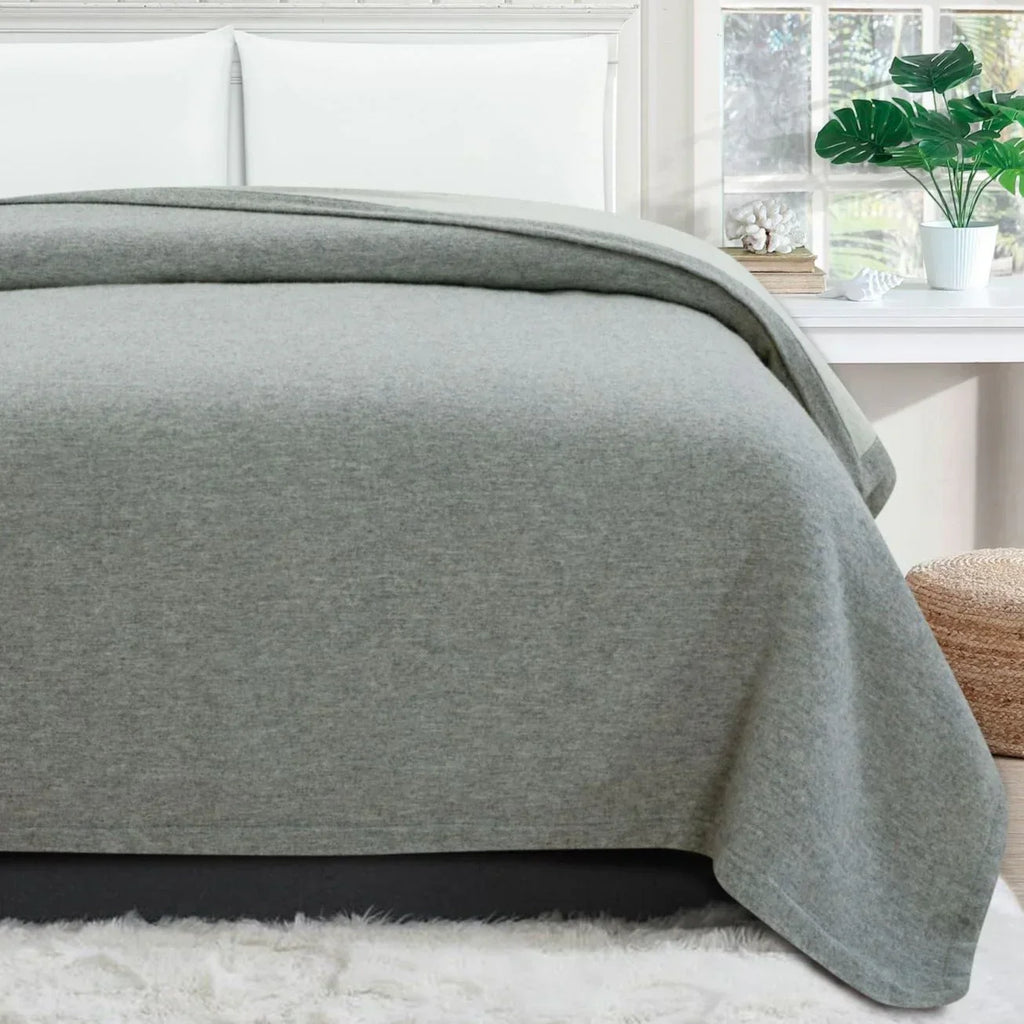 100% Merino Wool Reversible Blanket, side view - House Of Avana