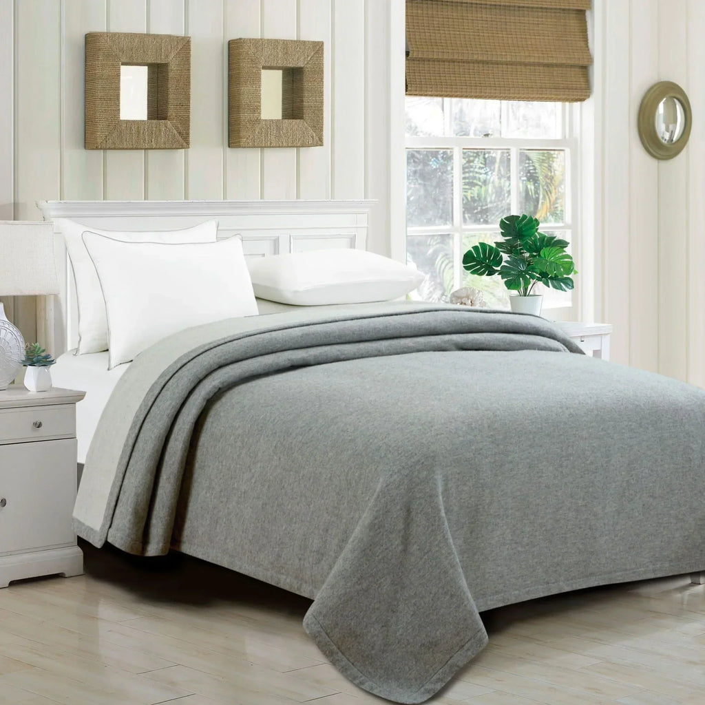 100% Merino Wool Reversible Blanket, lifestyle image - House Of Avana