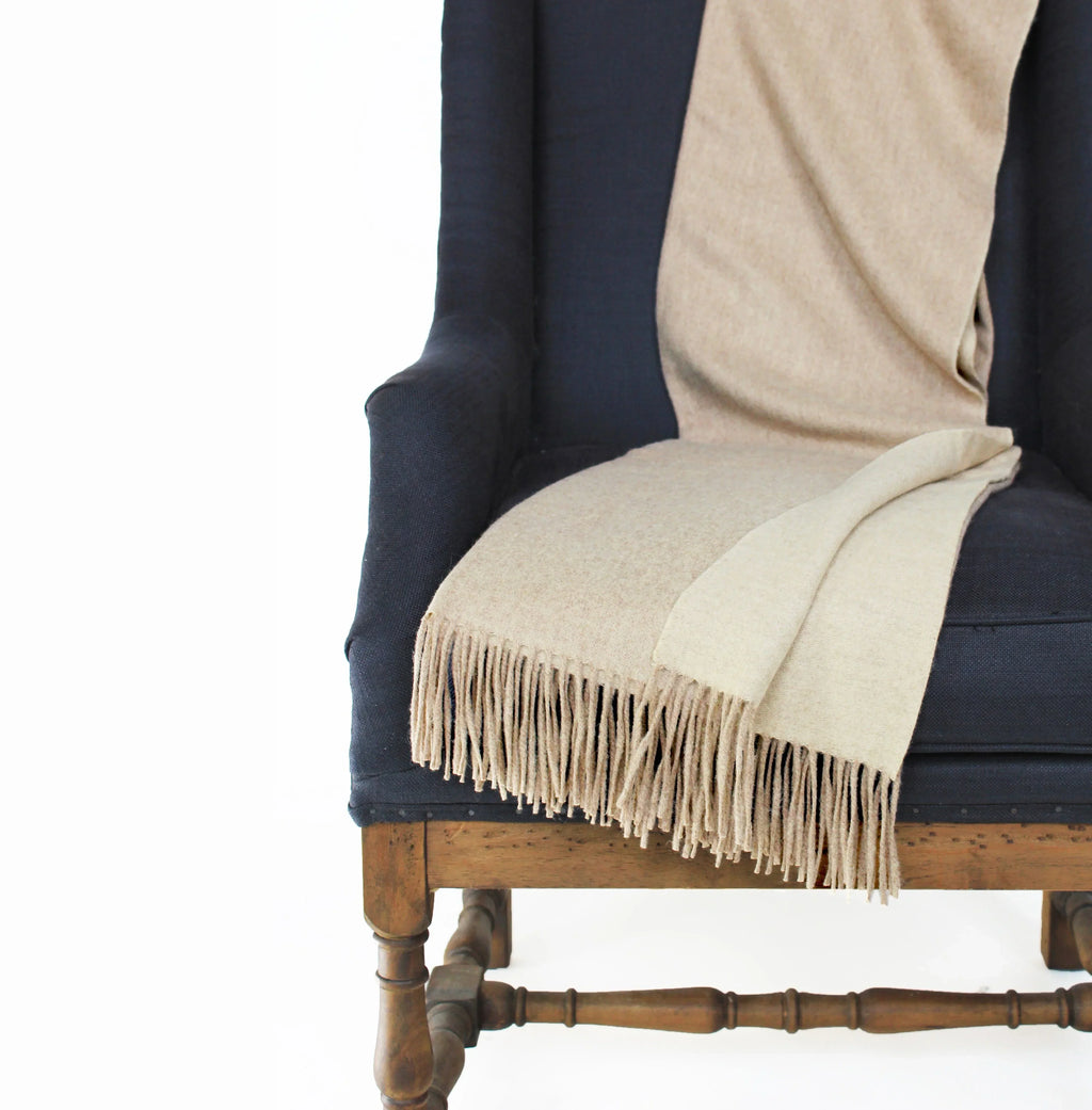 100% Merino Wool Reversible Throw, front view - House Of Avana