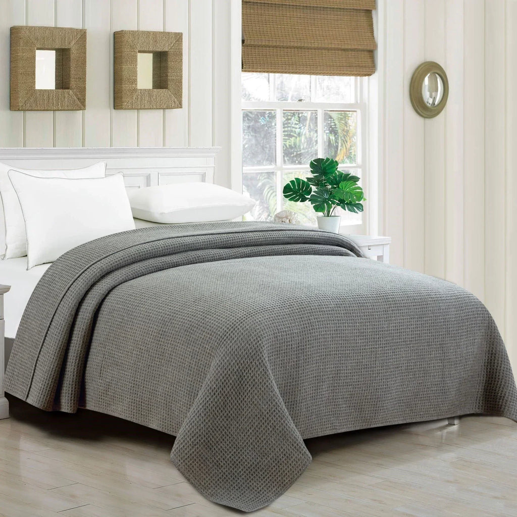 100% Merino Wool Waffle Weave Blanket, texture detail - House Of Avana