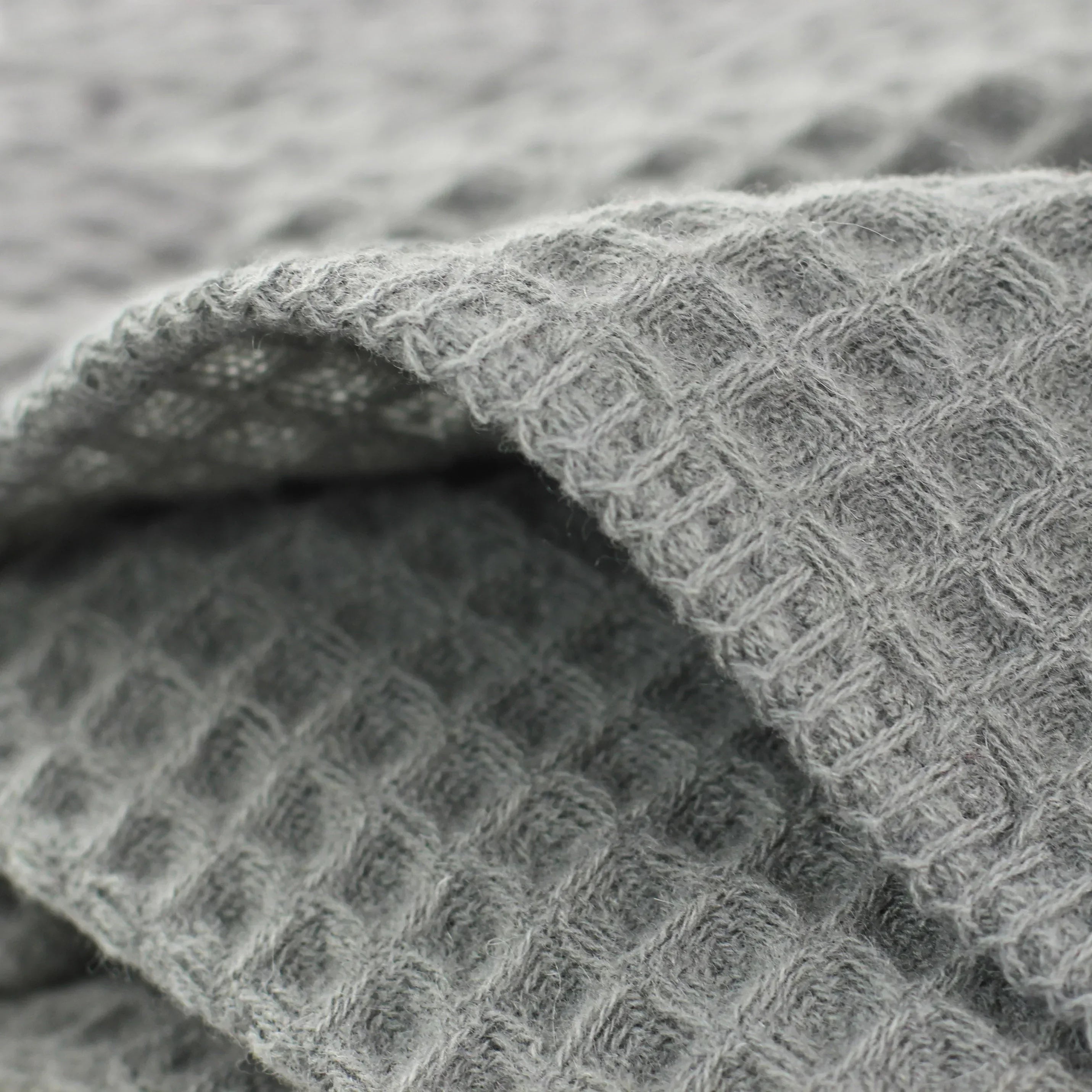 100% Merino Wool Waffle Weave Blanket, side view - House Of Avana