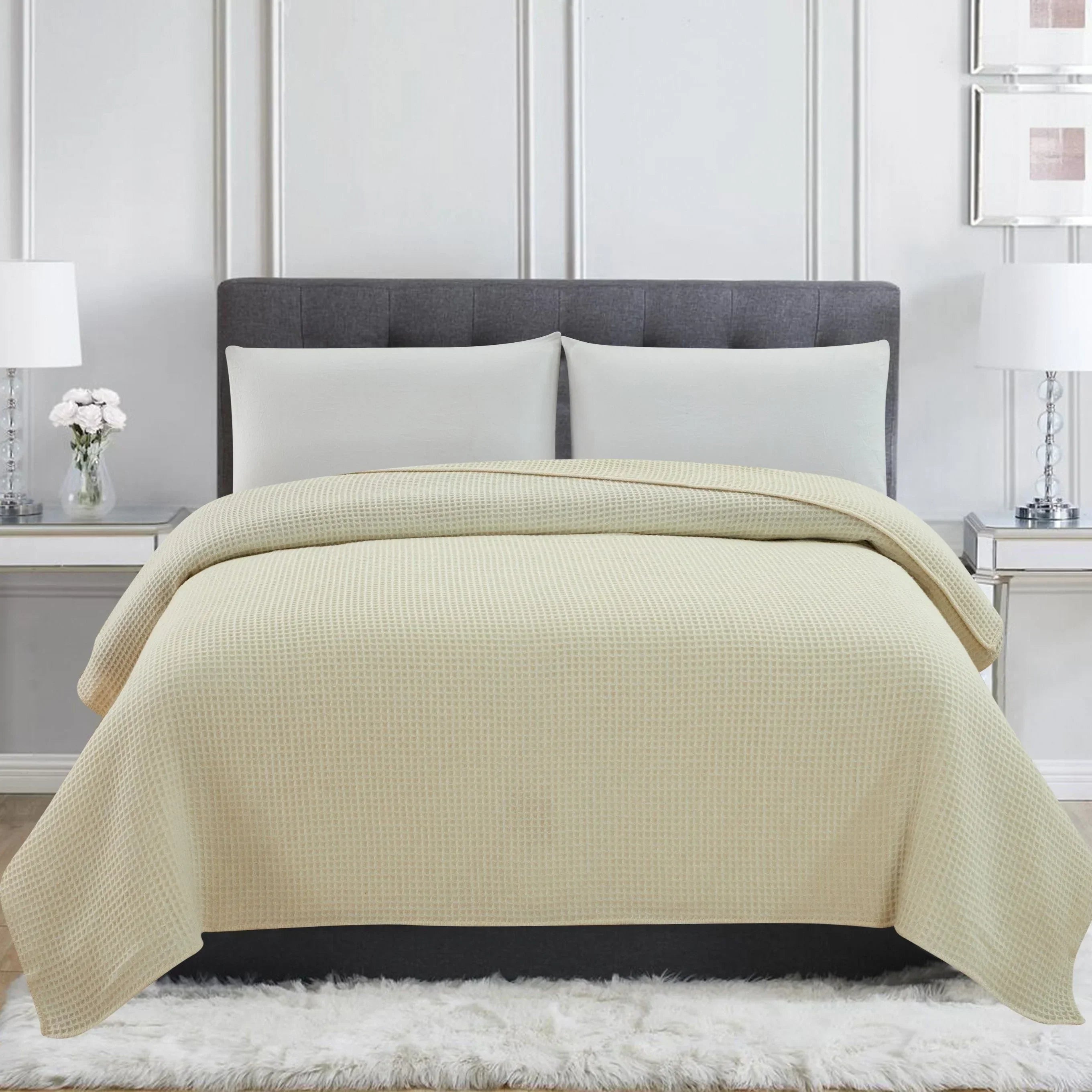 100% Merino Wool Waffle Weave Blanket, detail shot - House Of Avana