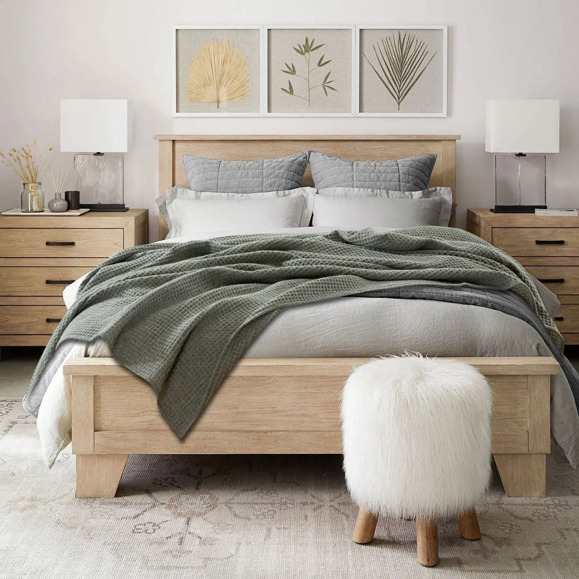 100% Merino Wool Waffle Weave Blanket, lifestyle image - House Of Avana