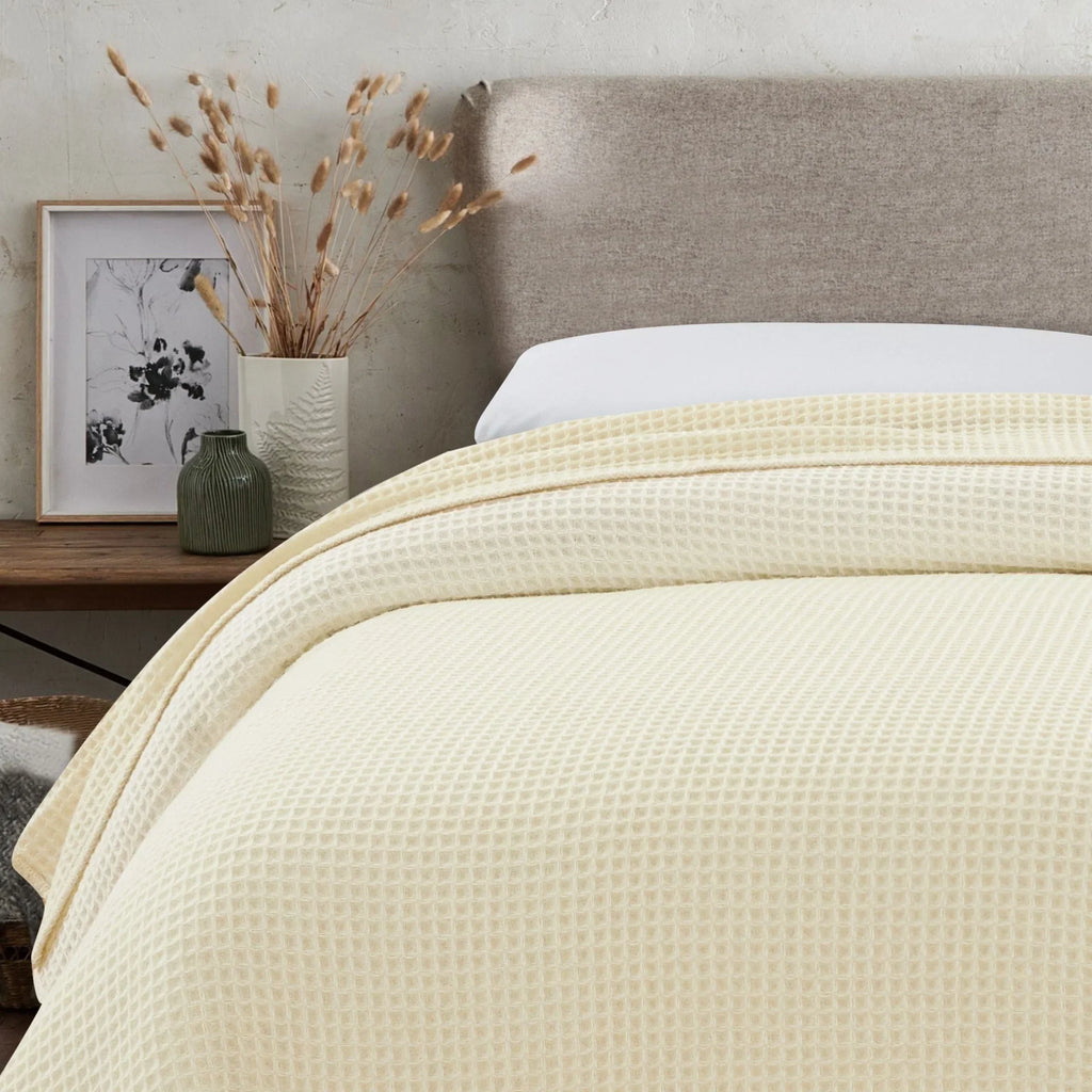 100% Merino Wool Waffle Weave Blanket, top view - House Of Avana