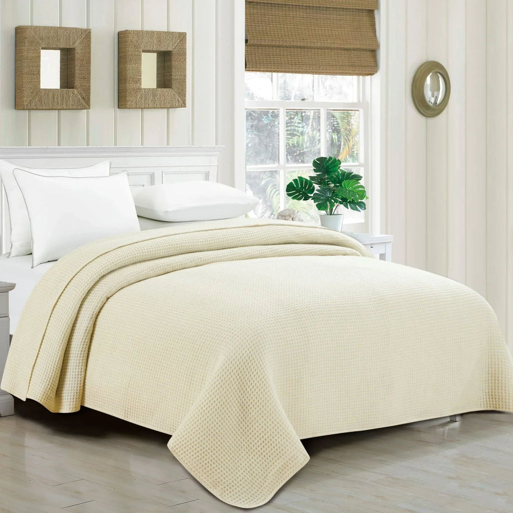 100% Merino Wool Waffle Weave Blanket, angled view - House Of Avana