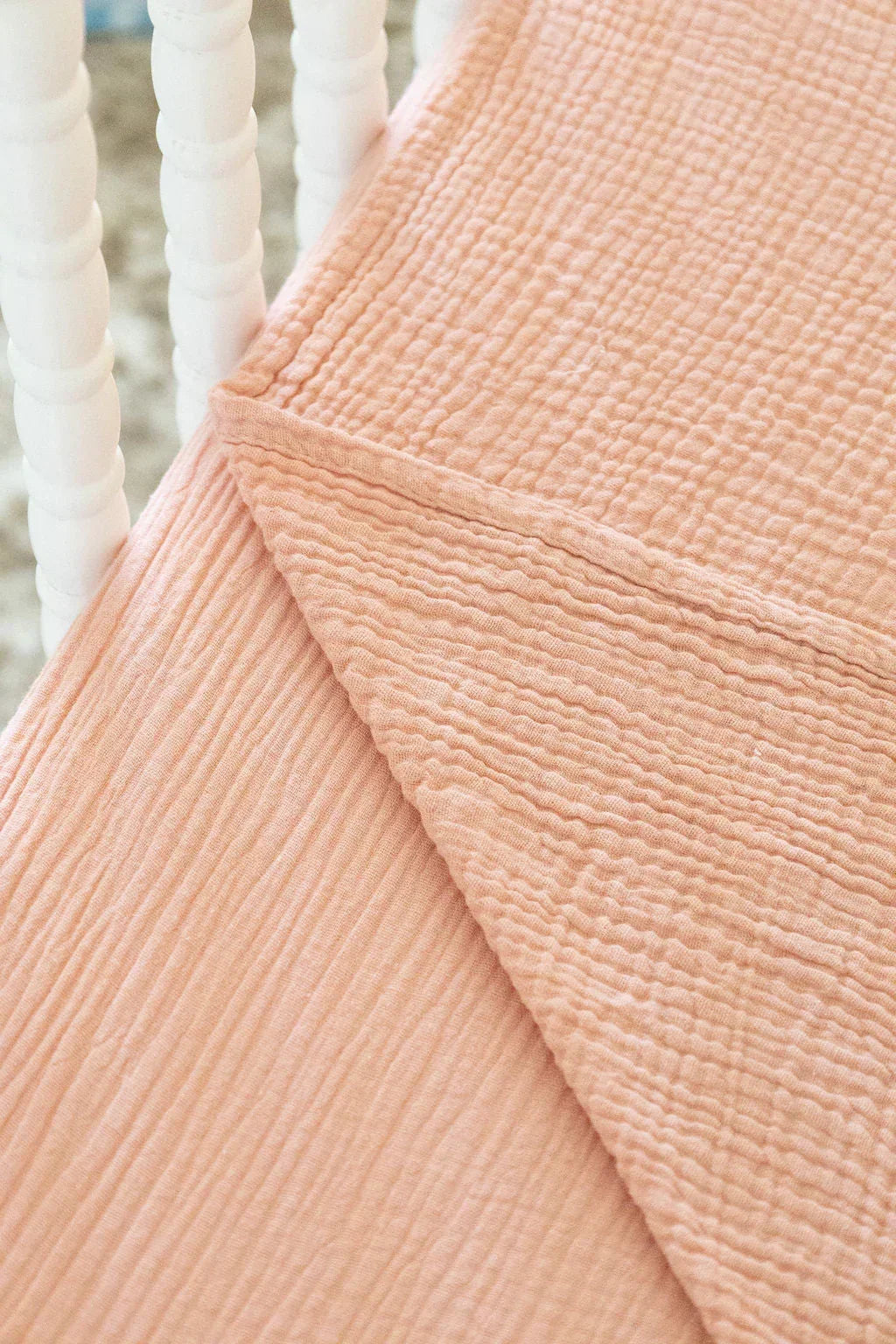 100% Organic Cotton Gauze Muslin Crib Sheet, angled view - House Of Avana